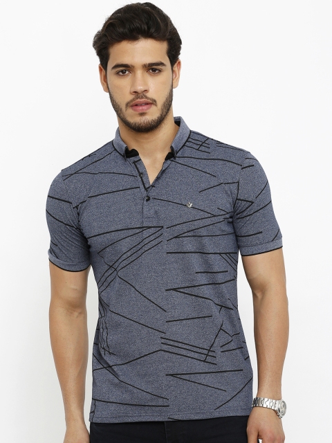 

Rex Straut Jeans Men Blue Printed Polo Collar T-shirt