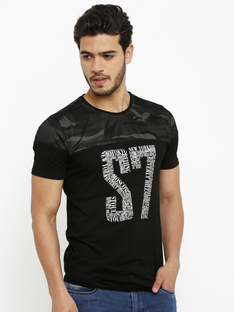 

Rex Straut Jeans Men Black Printed Round Neck T-shirt