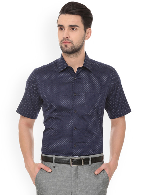 

Van Heusen Men Navy Blue Regular Fit Printed Formal Shirt