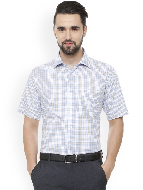 

Van Heusen Men Blue & Off-White Regular Fit Checked Formal Shirt