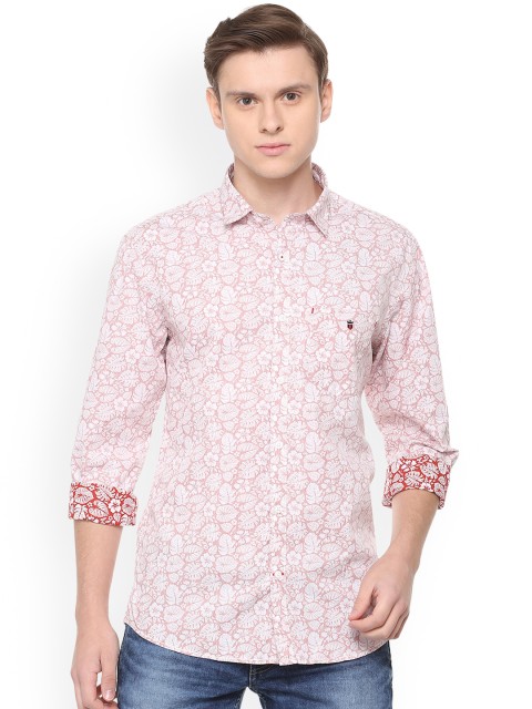 

Louis Philippe Men Pink & White Slim Fit Printed Casual Shirt