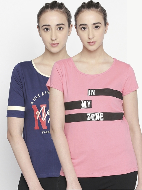 

Ajile by Pantaloons Women Blue Printed Round Neck T-shirt