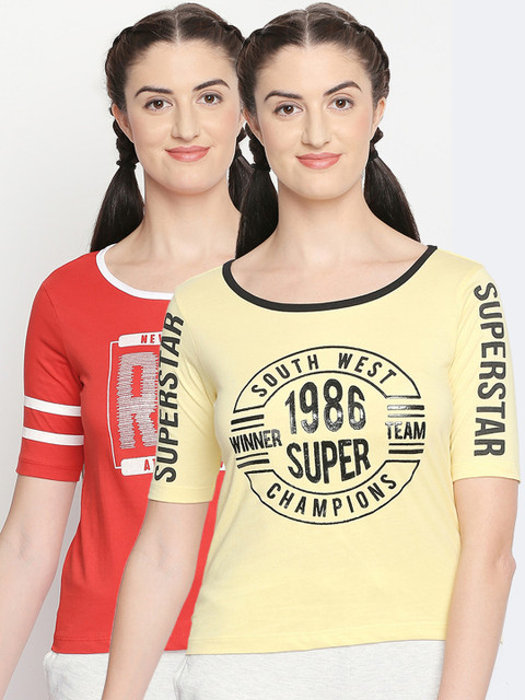 

Ajile by Pantaloons Women Red Printed Round Neck T-shirt