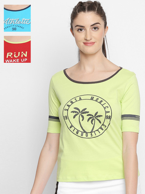 

Ajile by Pantaloons Women Blue Printed Scoop Neck T-shirt