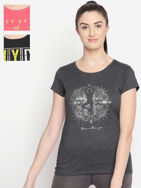 

Ajile by Pantaloons Women Black Printed Round Neck T-shirt