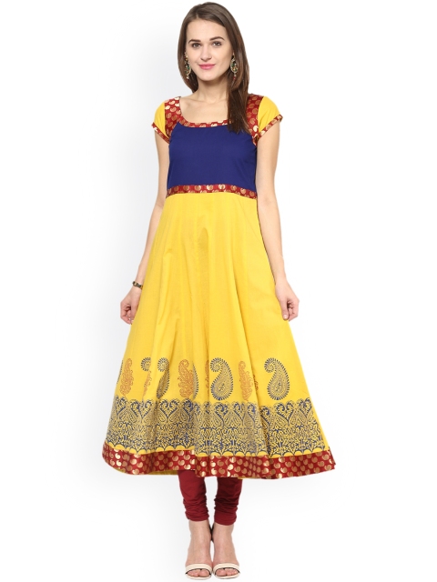 

MBE Women Yellow Printed Anarkali Kurta