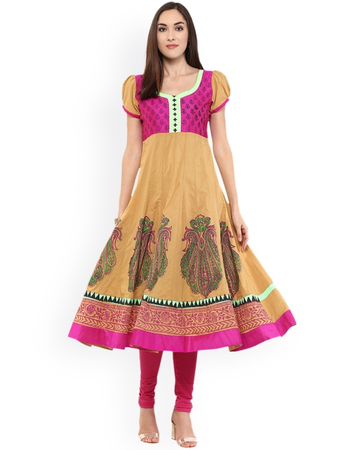 

MBE Women Beige Printed Anarkali Kurta