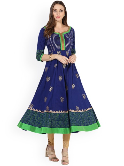 

MBE Women Blue Printed Anarkali Kurta