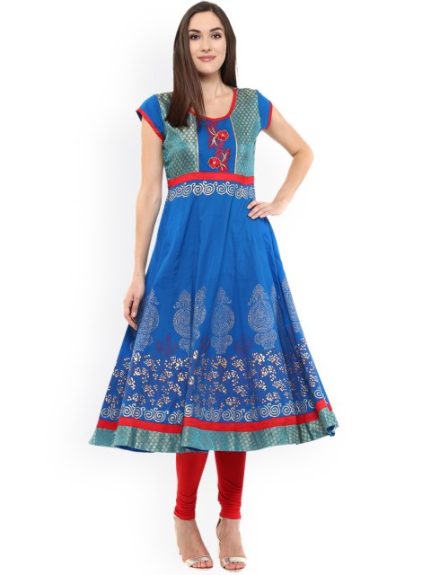 

MBE Women Blue Printed Anarkali Kurta
