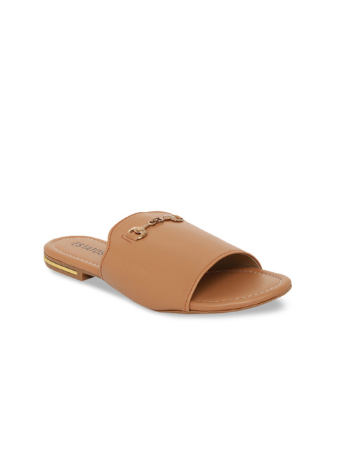 

ESTATOS Women Brown Solid Open Toe Flats
