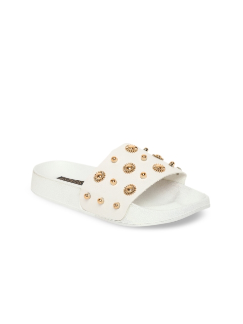 

ESTATOS Women White Textured Open Toe Flats