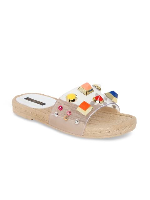 

ESTATOS Women Transparent Solid Open Toe Flats