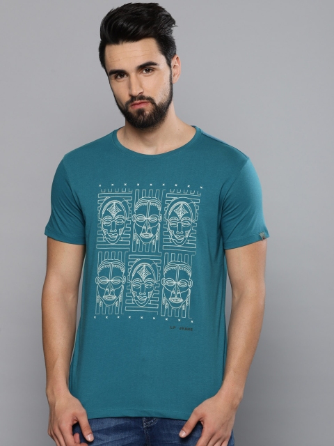 

Louis Philippe Jeans Men Blue Printed Round Neck T-shirt