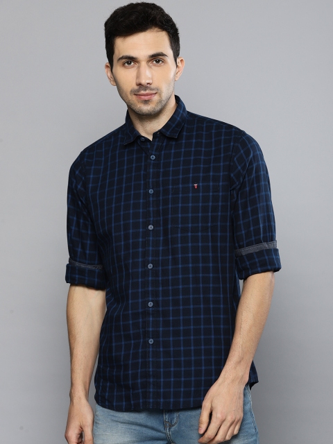 

Louis Philippe Jeans Men Blue & Black Slim Fit Checked Casual Shirt