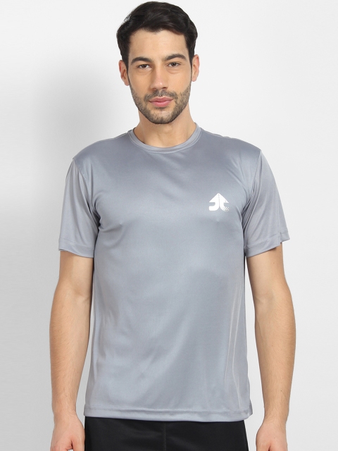 

OFF LIMITS Men Grey Solid Round Neck T-shirt