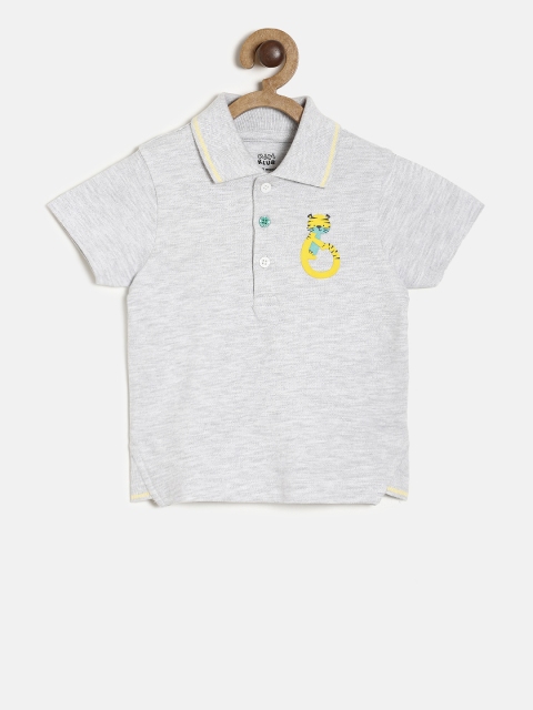 

MINI KLUB Boys Grey Printed Polo Collar T-shirt