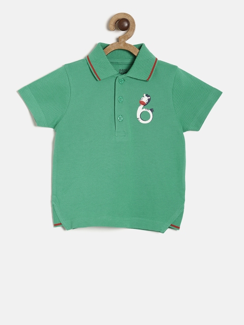 

MINI KLUB Boys Green Printed Polo Collar T-shirt