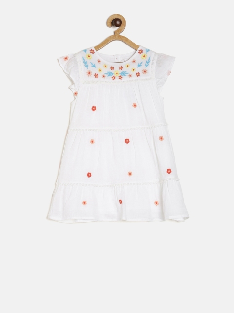

MINI KLUB Girls White Printed A-Line Dress
