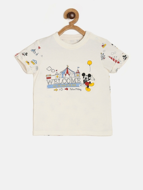 

MINI KLUB Boys Off-White Disney Printed Round Neck T-shirt