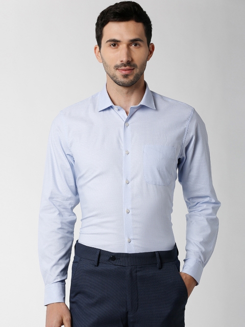 

Peter England Elite Men Blue Regular Fit Self Design Formal Shirt