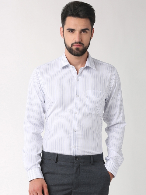 

Peter England Elite Men White Regular Fit Striped Formal Shirt