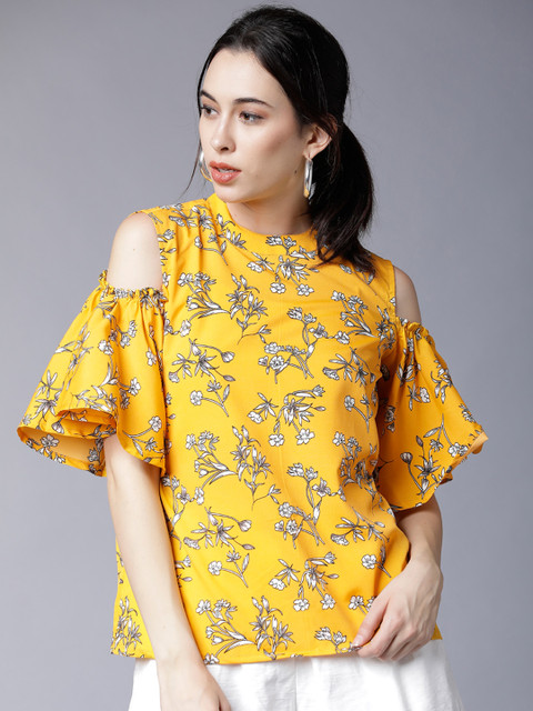

Tokyo Talkies Women Yellow Printed Top