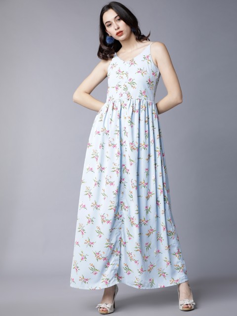 

Tokyo Talkies Women Blue Floral Printed Maxi Dress