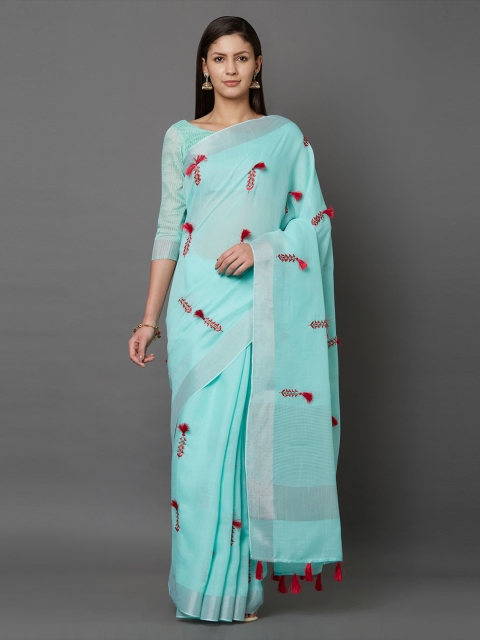 

Mitera Sea Green Embroidered Saree