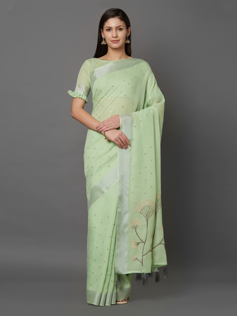 

Mitera Green Embellished Saree