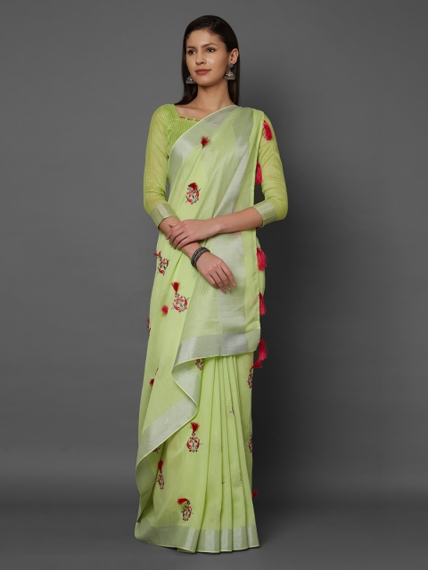 

Mitera Green Embroidered Saree