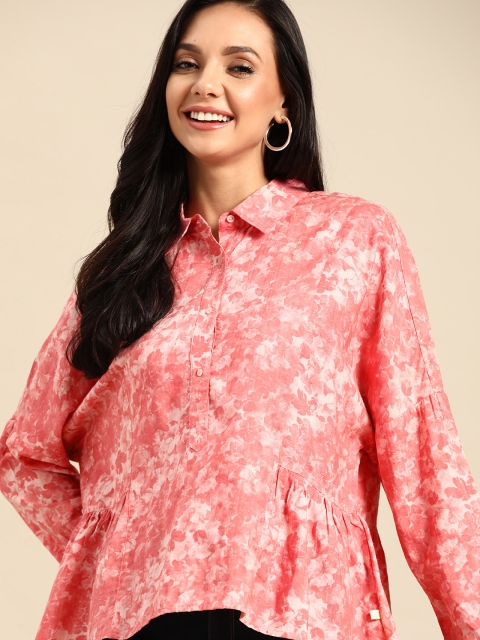 

United Colors of Benetton Women Pink Floral Printed Casual Shirt
