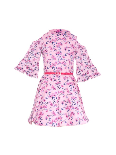 

naughty ninos Girls Pink Printed Fit and Flare Dress