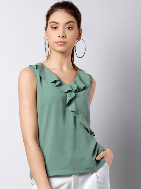 

FabAlley Women Green Solid Top
