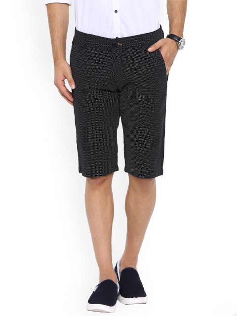 

WITH Men Black Printed Slim Fit Regular Shorts
