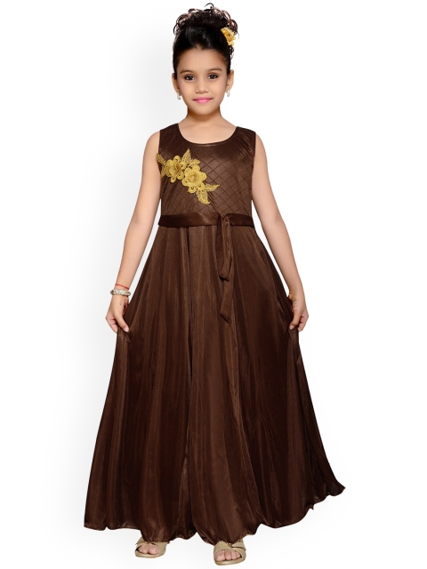 

Kidling Girls Brown Printed Maxi Dress