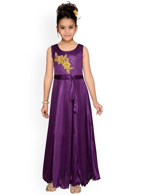 

Kidling Girls Purple Printed Maxi Dress