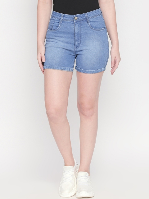 

fungus Women Blue Washed Slim Fit Denim Shorts