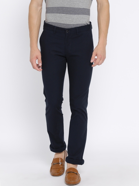 

Duke Men Navy Blue Slim Fit Solid Regular Trousers