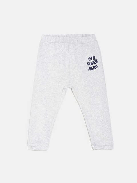

MINI KLUB Boys Grey Solid Straight-Fit Joggers
