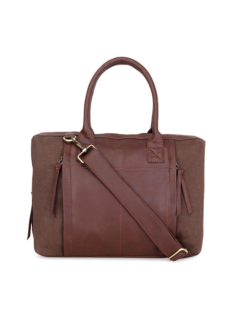 

yelloe Men Brown Solid Laptop Bag