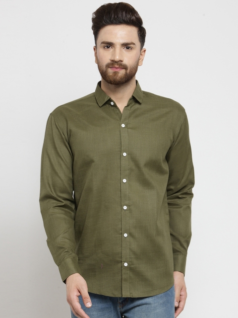 

JAINISH Men Olive Green Classic Slim Fit Solid Casual Shirt