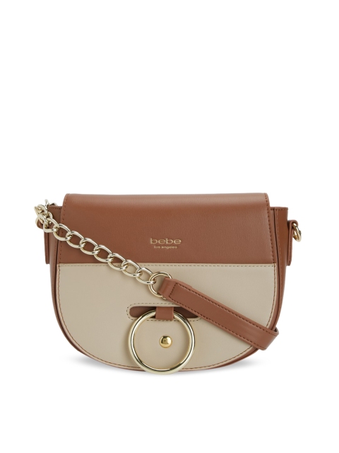 

bebe Tan Brown Colourblocked Sling Bag