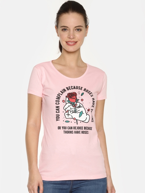 

Tantra Women Pink Printed Round Neck T-shirt