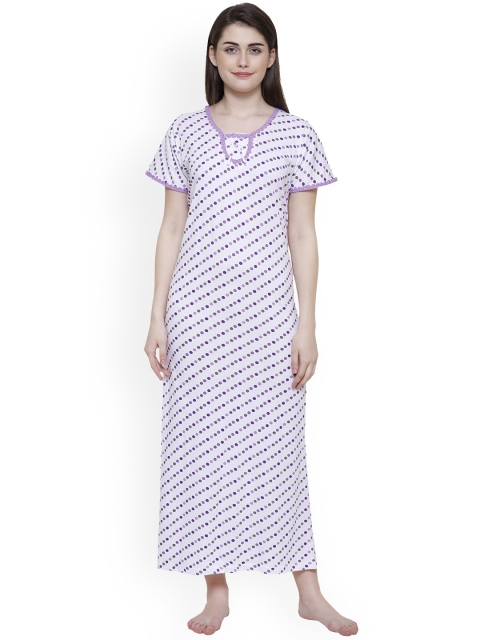 

Secret Wish White & Purple Printed Nightdress NT-E135-666