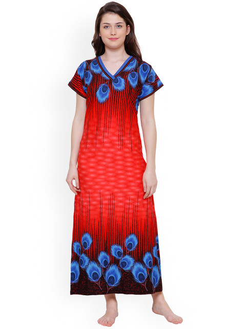 

Secret Wish Red & Blue Printed Nightdress NT-E129-650