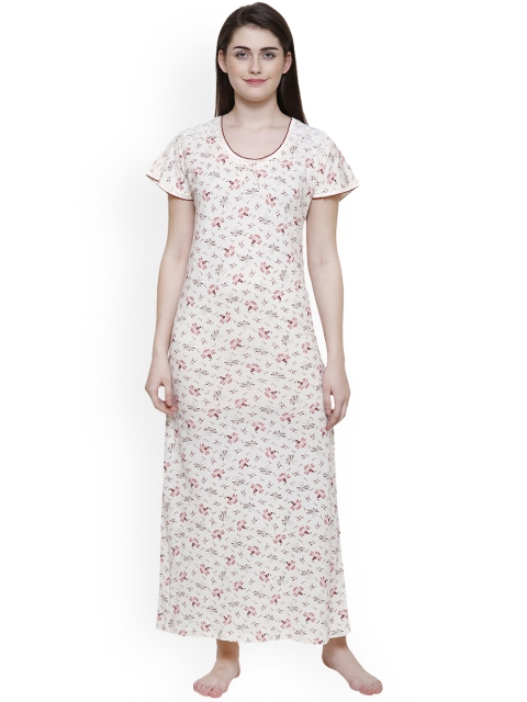 

Secret Wish Off-White & Red Printed Nightdress NT-E139-678