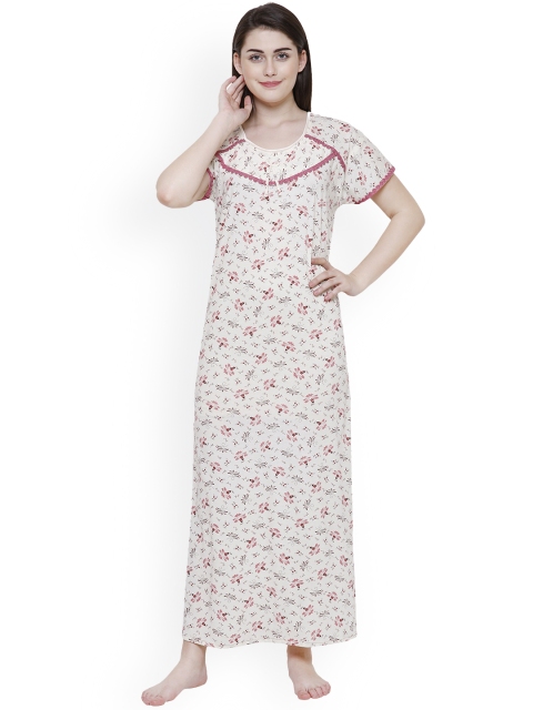 

Secret Wish Off-White & Pink Printed Nightdress NT-E138-675