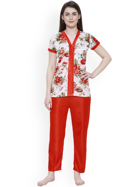 

Secret Wish Women Red Printed Night suit