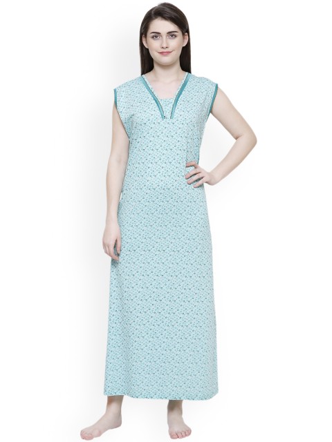 

Secret Wish Sea Green Printed Nightdress NT-E143-686
