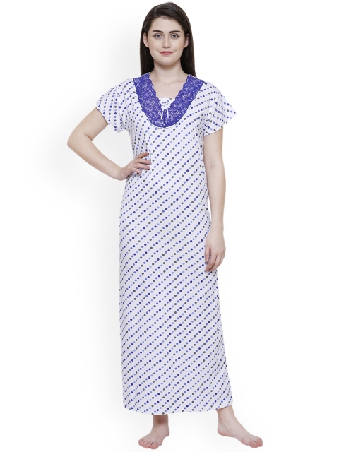 

Secret Wish White & Blue Printed Nightdress NT-E136-668